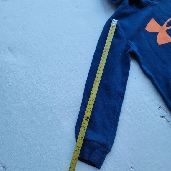 Boys Under Armour Big Logo Pullover Hoodie Blue Orange - Size 6 - Picture 4 of 8